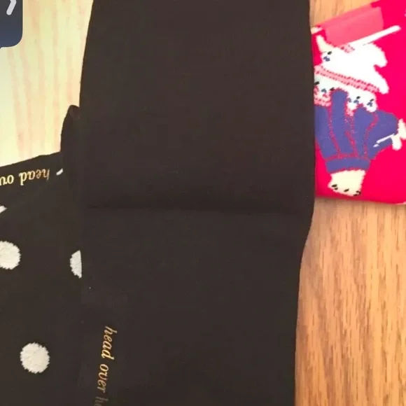 Kate Spade Crew Socks-3 Pairs. Polar Bears, Black & White Polk & Black w Spade - Picture 6 of 9